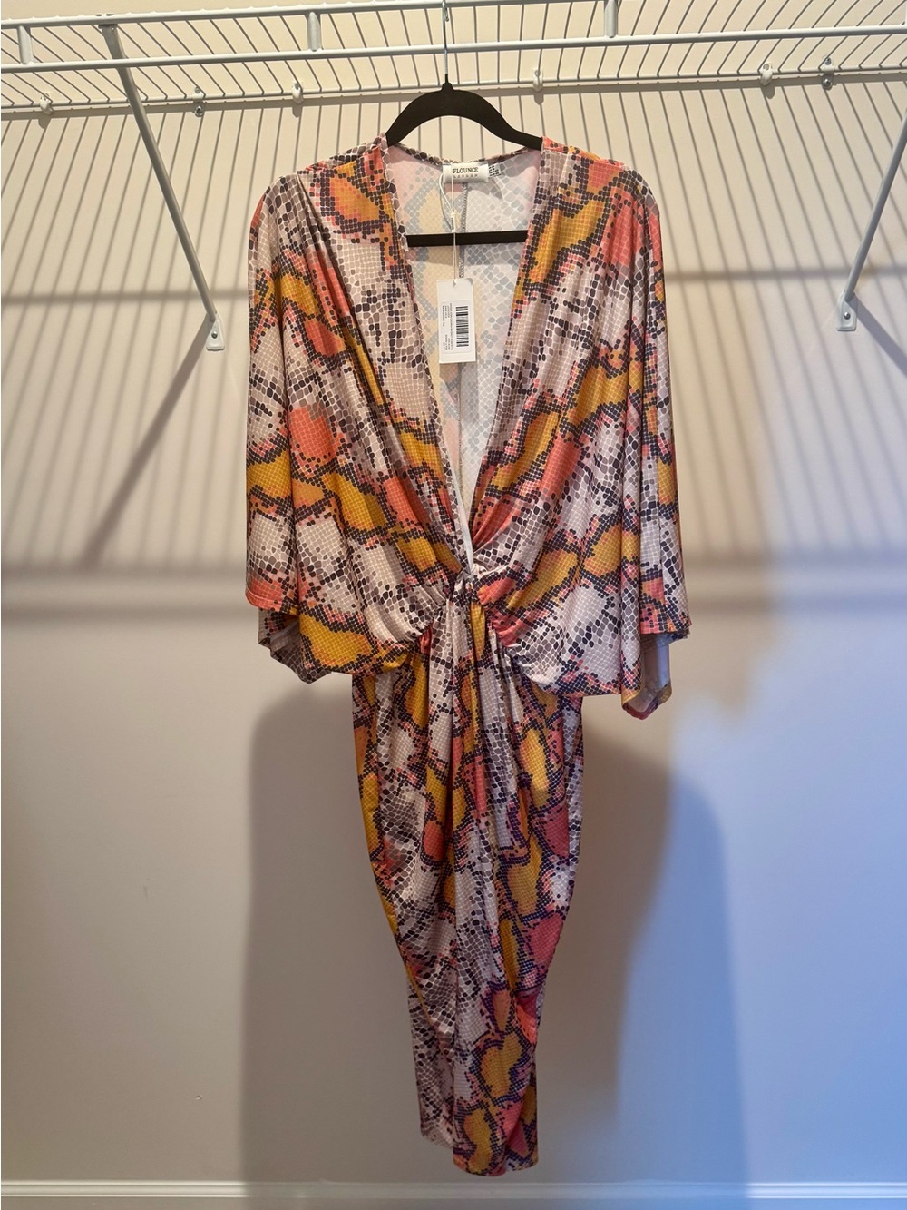 Flounce London Snake Print Kimono Midi Dress - Sz US 20 NWT